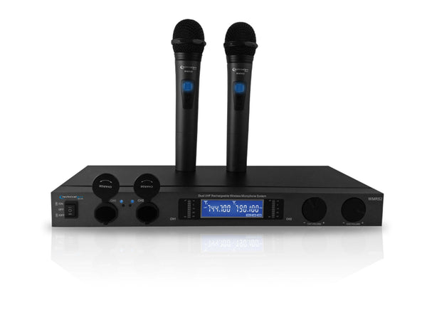 Rechargeable Dual UHF Wireless Microphone System - Technical Pro